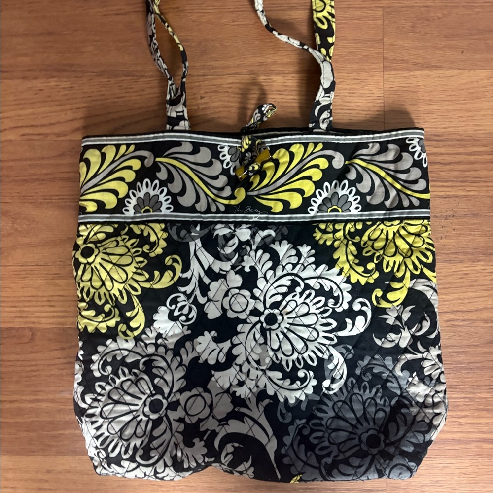 Vera Bradley Black and Yellow Floral Tote